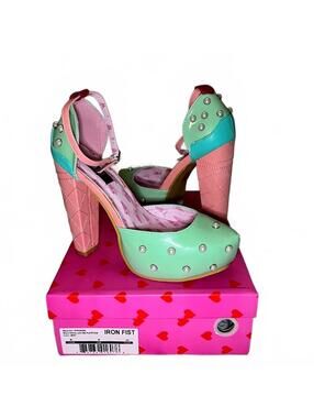 Iron Fist Lick Me Platform Heels Y2K Pastel Studded Ice Cream Size 8
